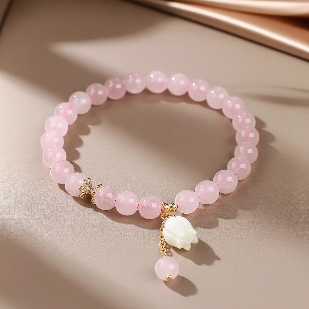 Amor - Cofre de Regalo en Cuarzo Rosa, Árbol de la Vida y Pulsera