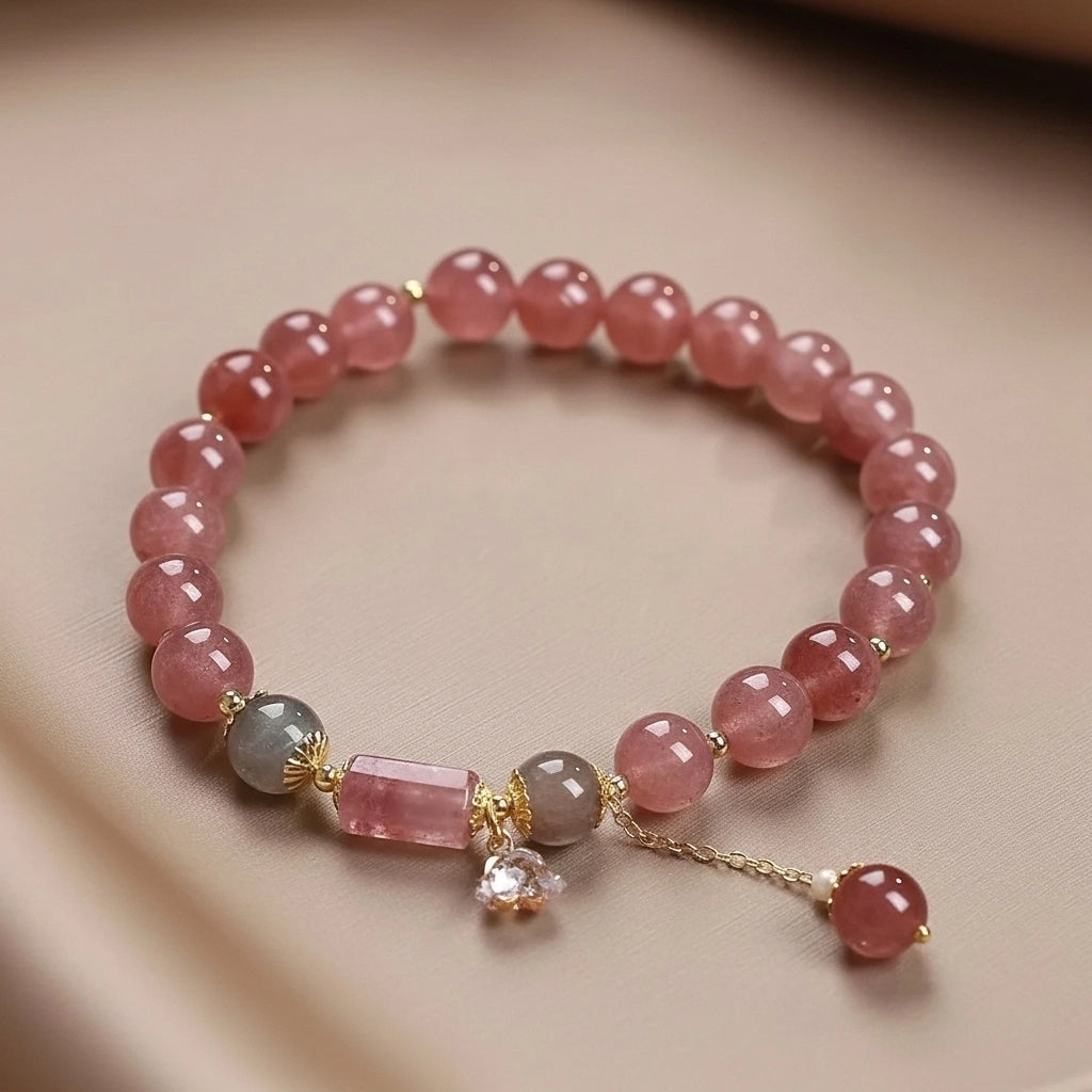 Amor - Cofre de Regalo en Cuarzo Rosa, Árbol de la Vida y Pulsera