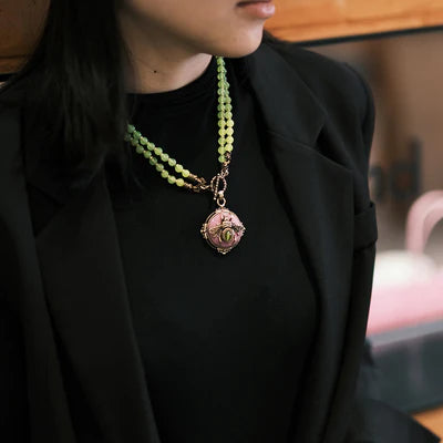 Collier Agate Jaune "Abeille d'Or"