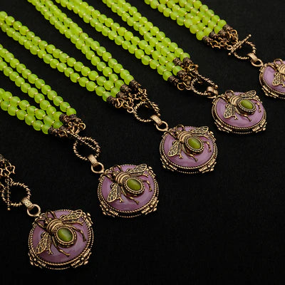 Collier Agate Jaune "Abeille d'Or"