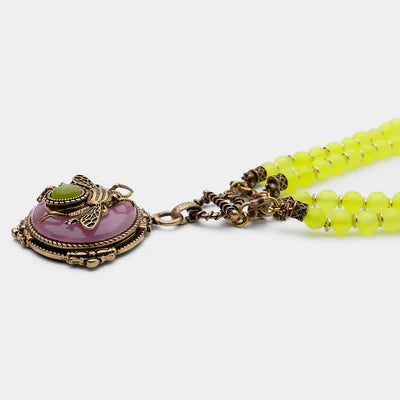 Collier Agate Jaune "Abeille d'Or"
