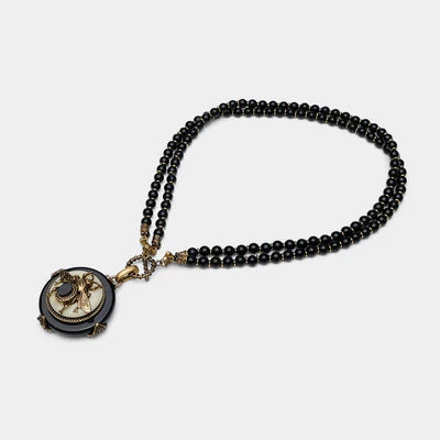 Collier Agate Noire "Reine Noire"