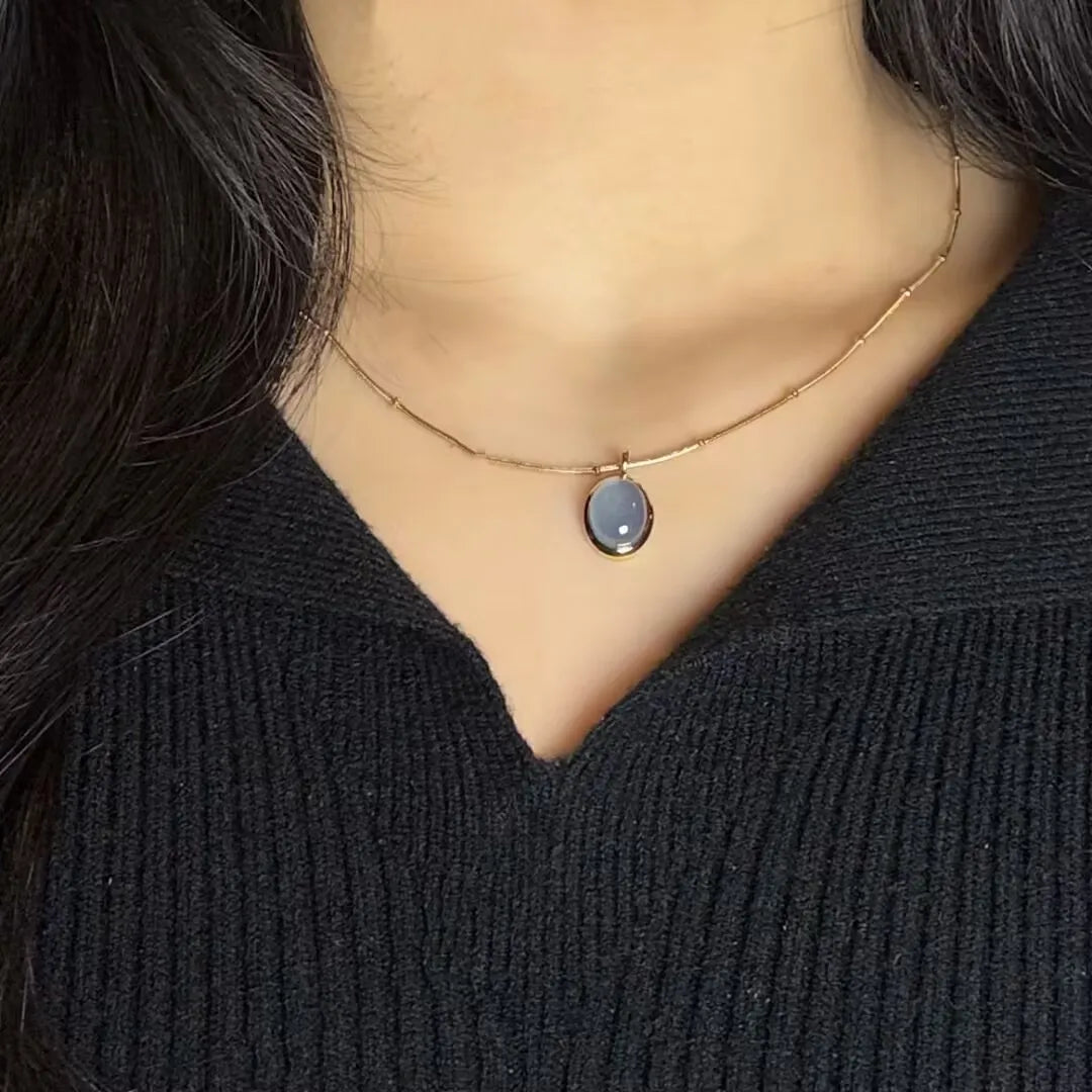 Collana Acquamarina "Chiarezza Celeste" Dorata Oro