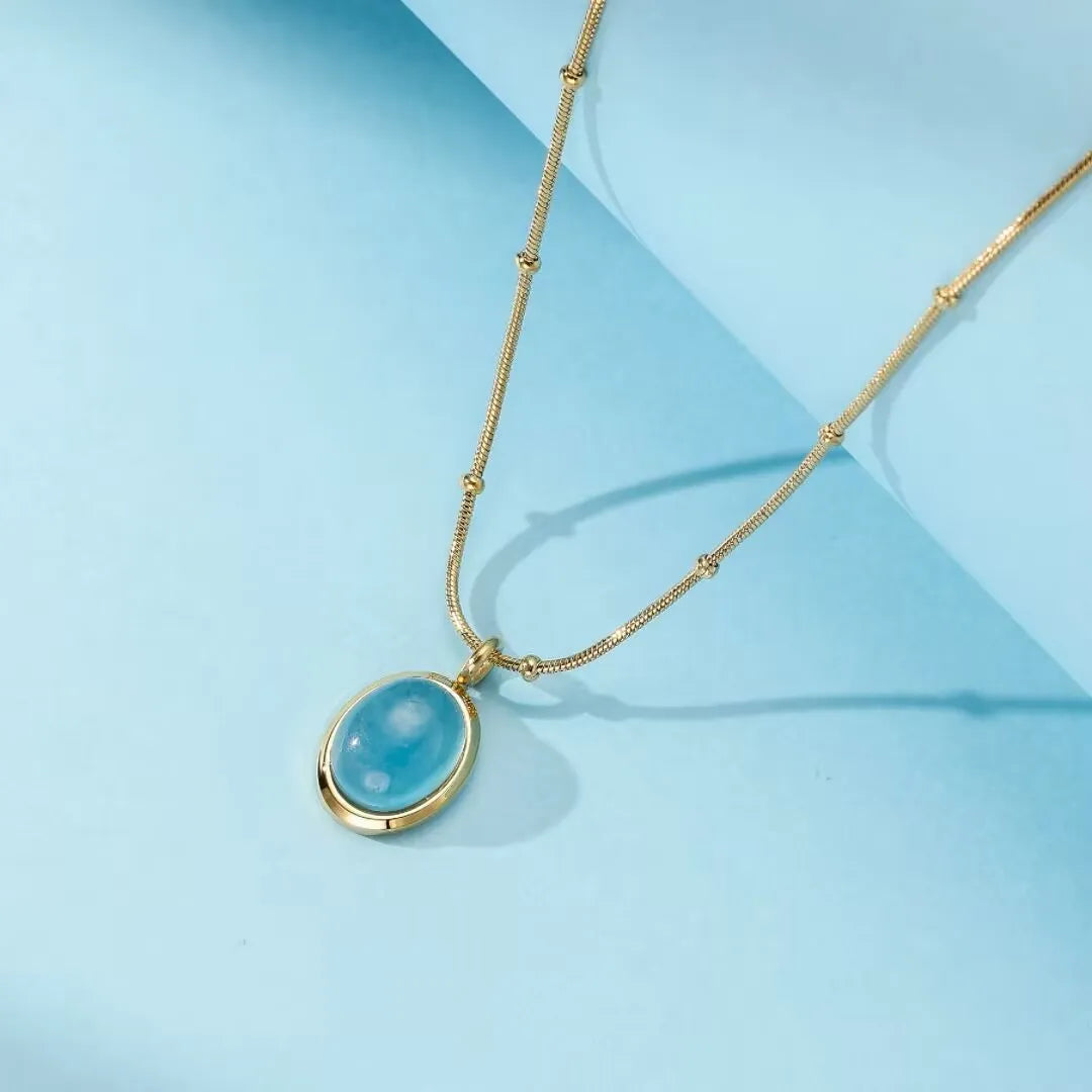 Collana Acquamarina "Chiarezza Celeste" Dorata Oro