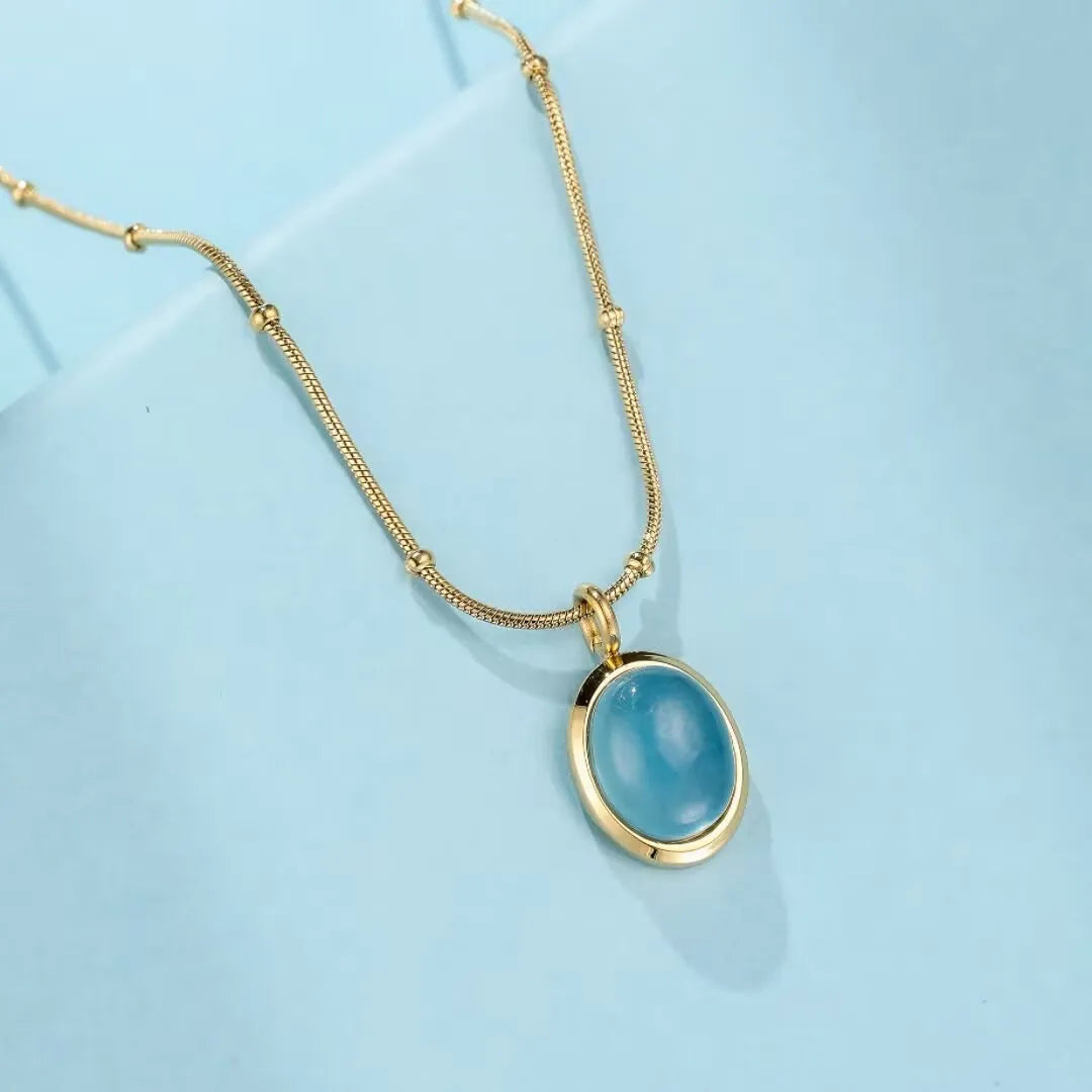 Collana Acquamarina "Chiarezza Celeste" Dorata Oro