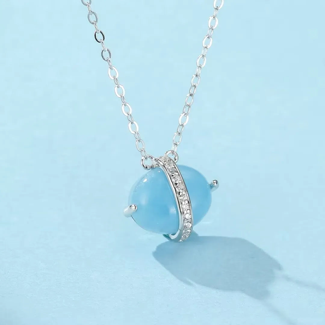 Collana Acquamarina "Galassia Blu" Argento Dorato Oro 14K