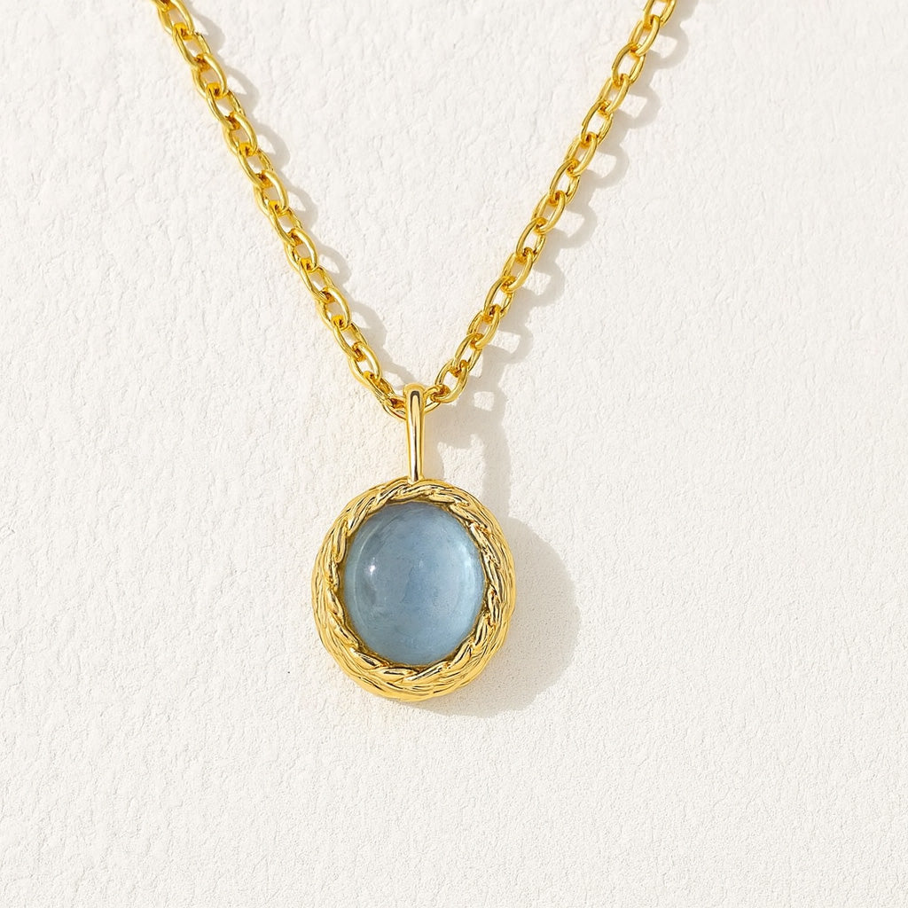 
Aquamarin- oder Labradorit-Halskette "Maritimer Charme" Vergoldet Silber