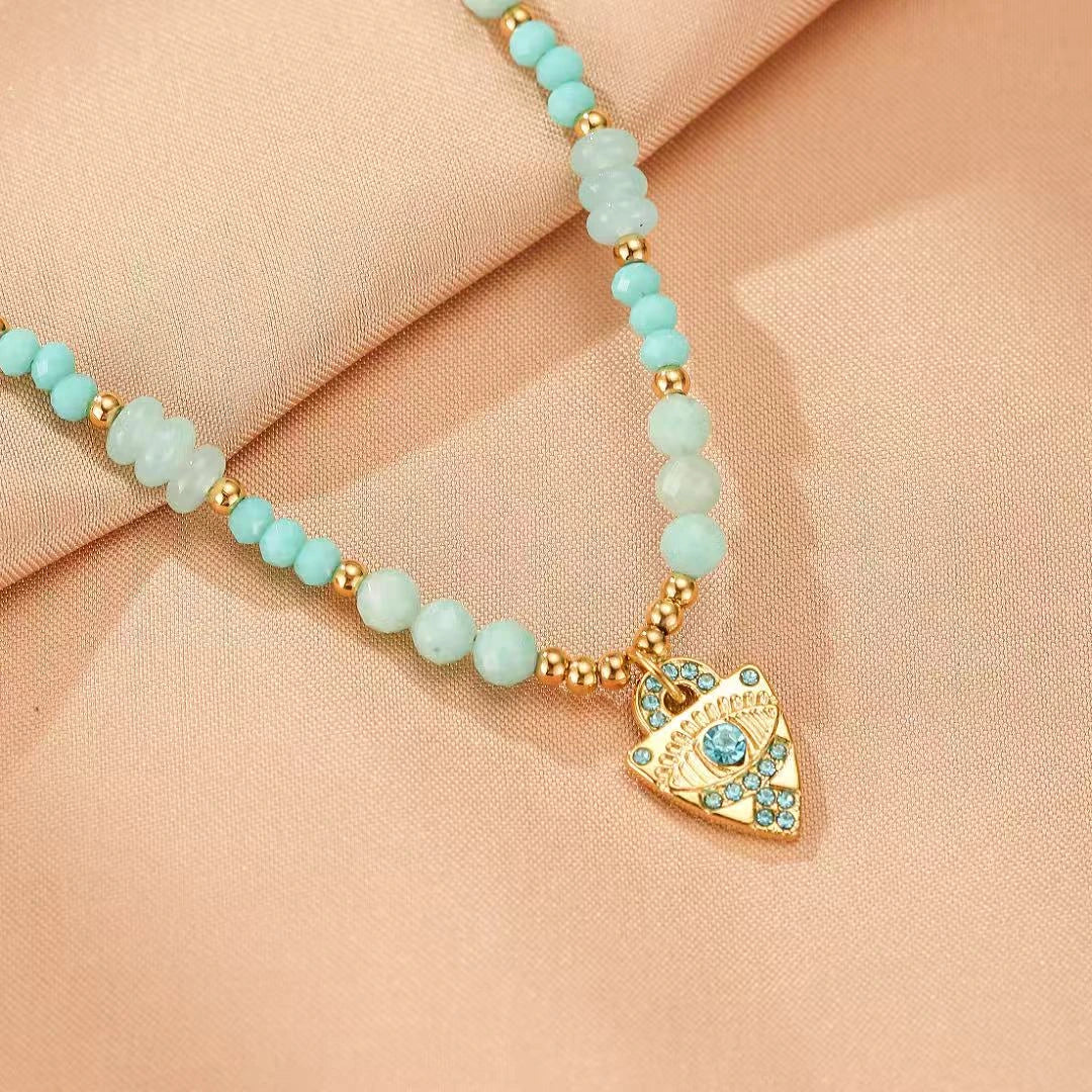 Amazonite Evil Eye Necklace "Soothing Eye"