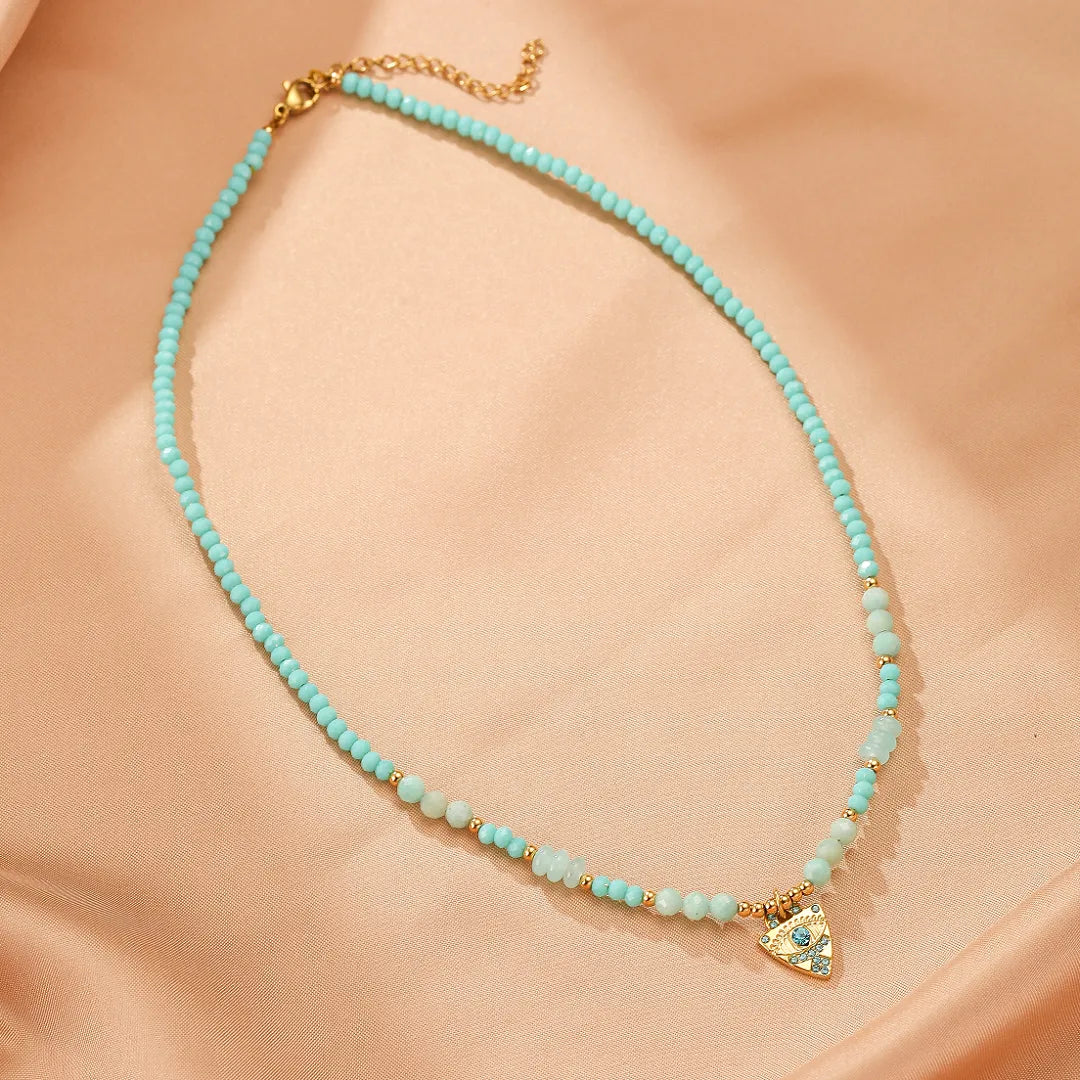 Amazonite Evil Eye Necklace "Soothing Eye"