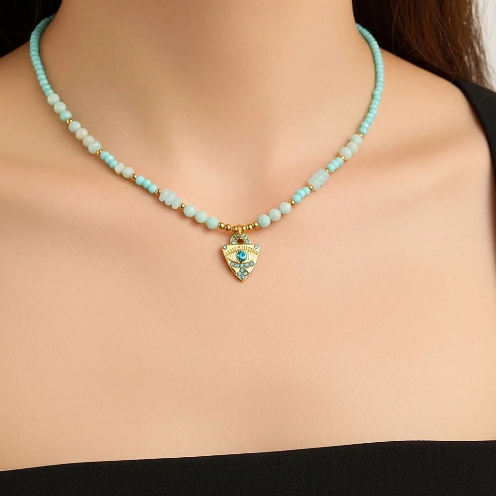Collier Mauvais Œil Amazonite "Œil Apaisant"