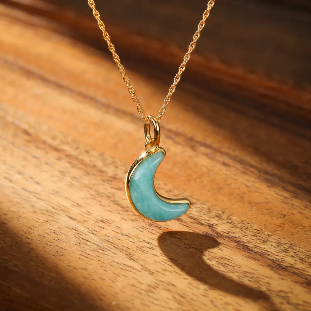 Collar Luna Amazonita "Luna Elegante" Plata Dorada Oro