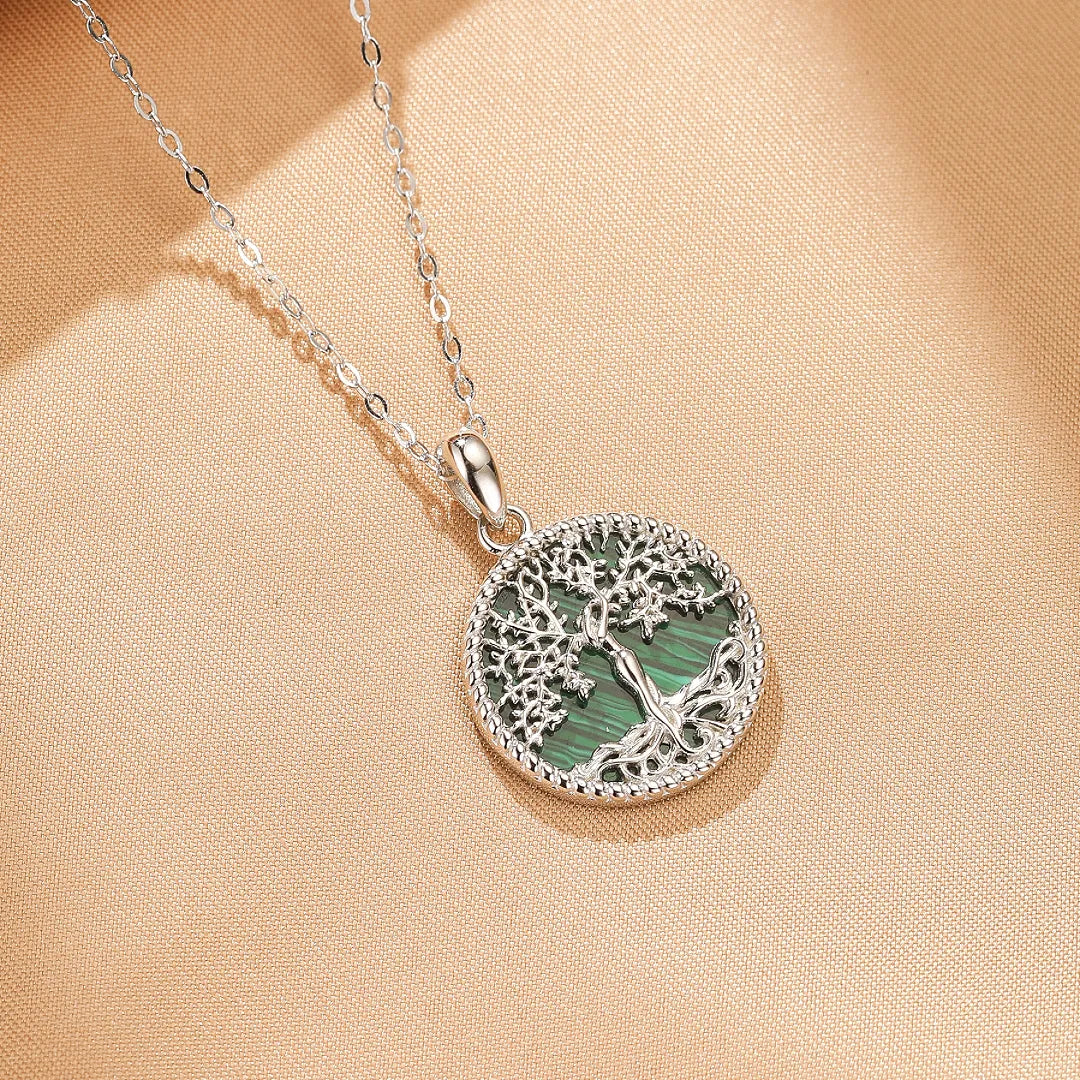 Collana Albero della Vita Malachite "Radici di Equilibrio" Argento