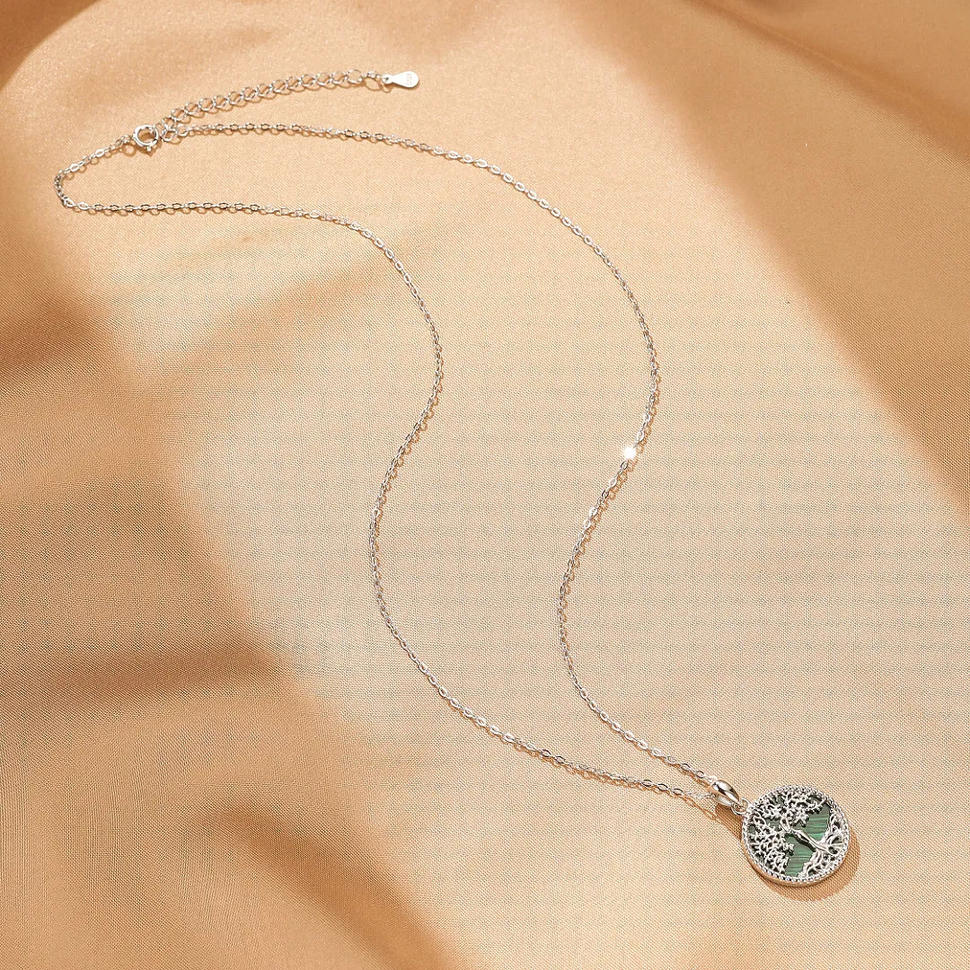 Collana Albero della Vita Malachite "Radici di Equilibrio" Argento