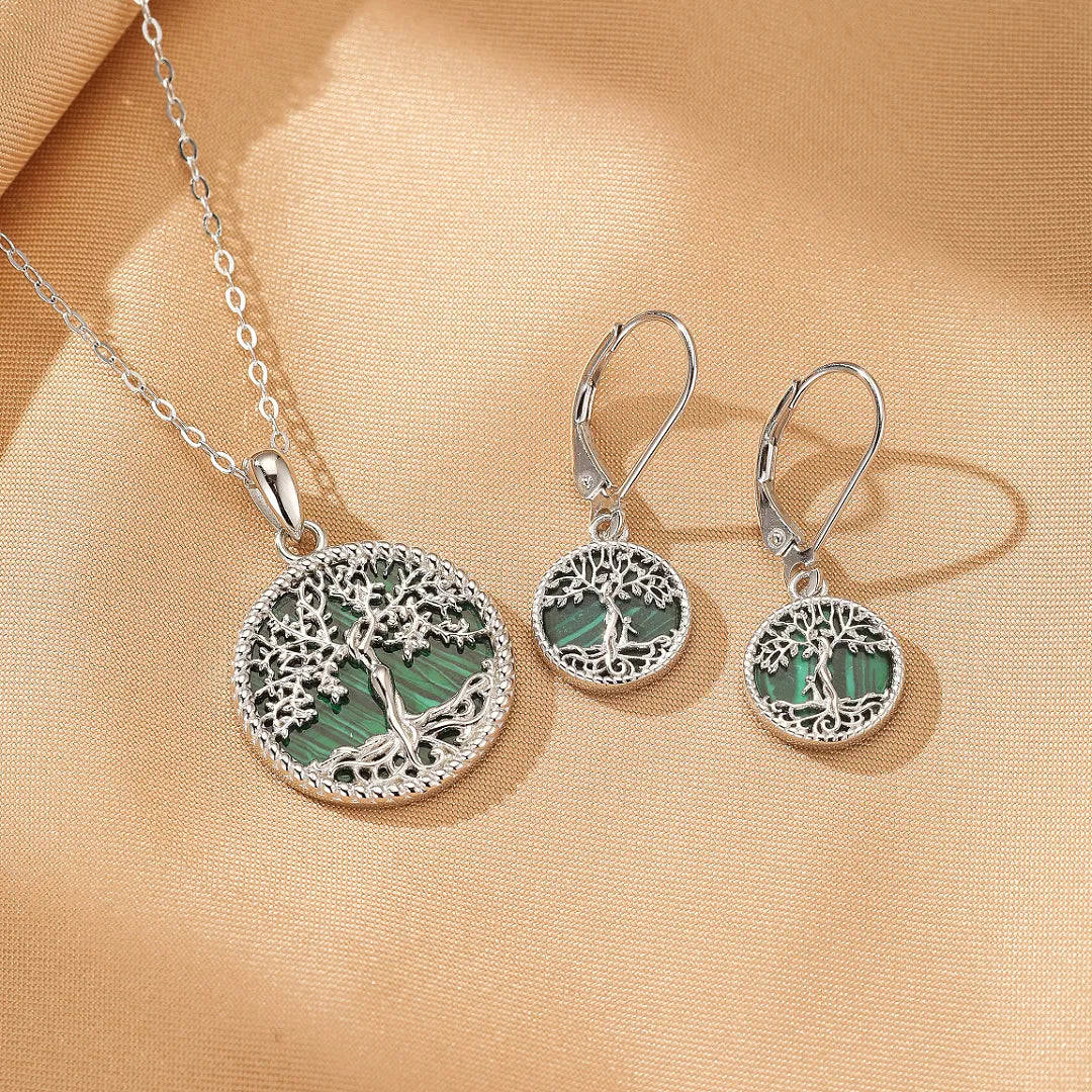 Collana Albero della Vita Malachite "Radici di Equilibrio" Argento