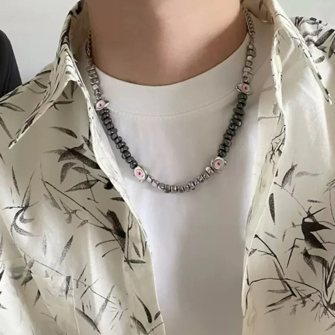 Collier Homme Hématite "Regard Hypnotique"