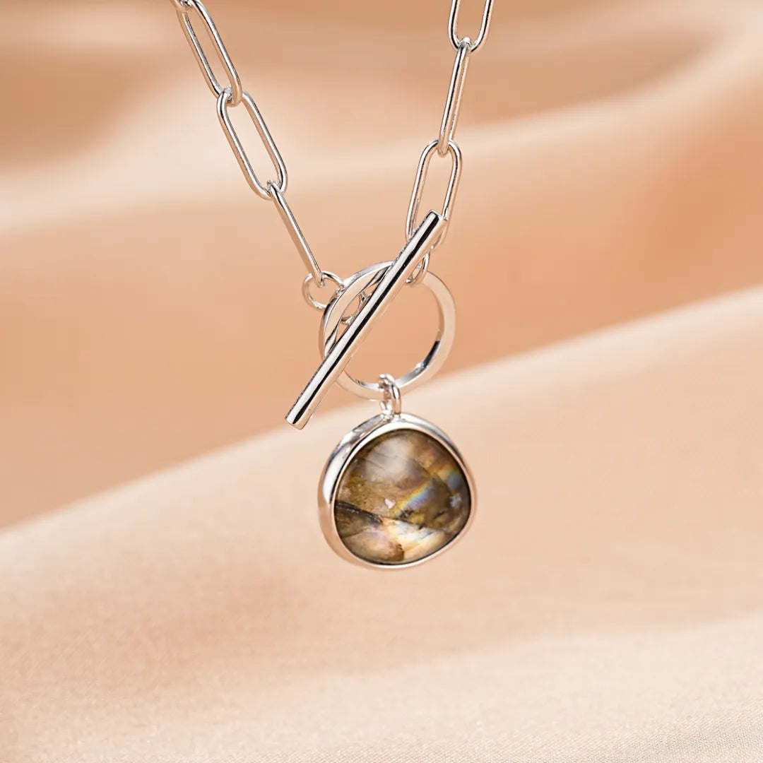Labradorit Halskette "Rohes Eleganz" Silber