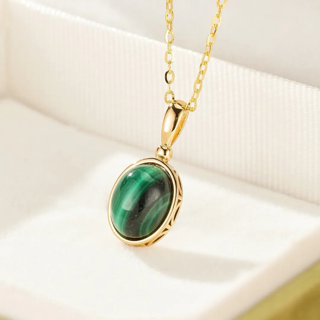 Collier Malachite "Aura Antique" Argent Doré Or