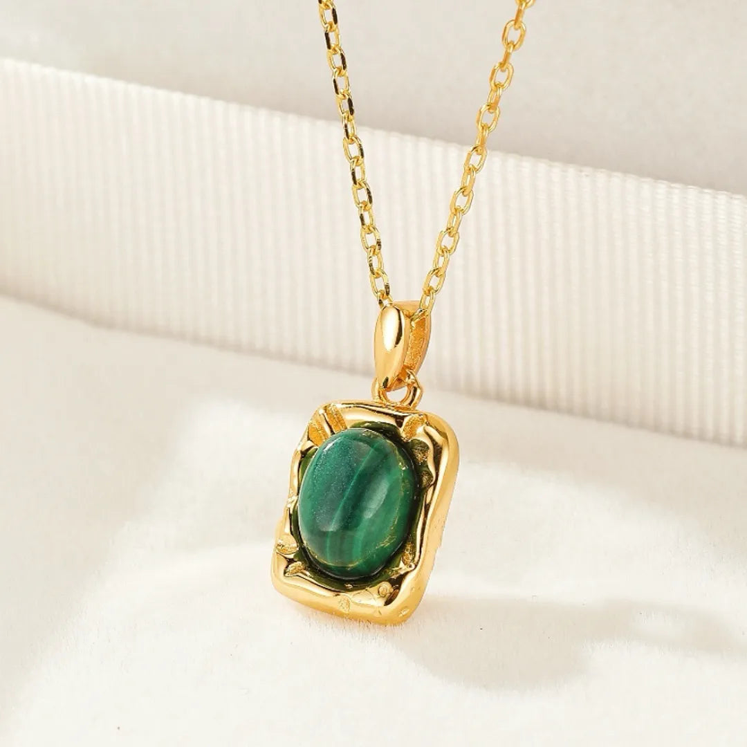 Malachite Necklace "Timeless Elegance" Silver