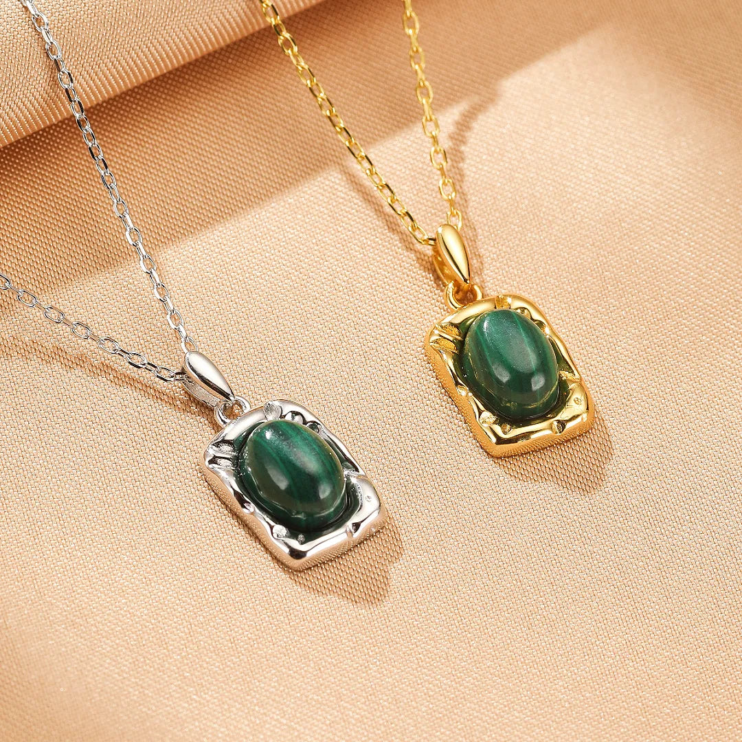 Malachite Necklace "Timeless Elegance" Silver