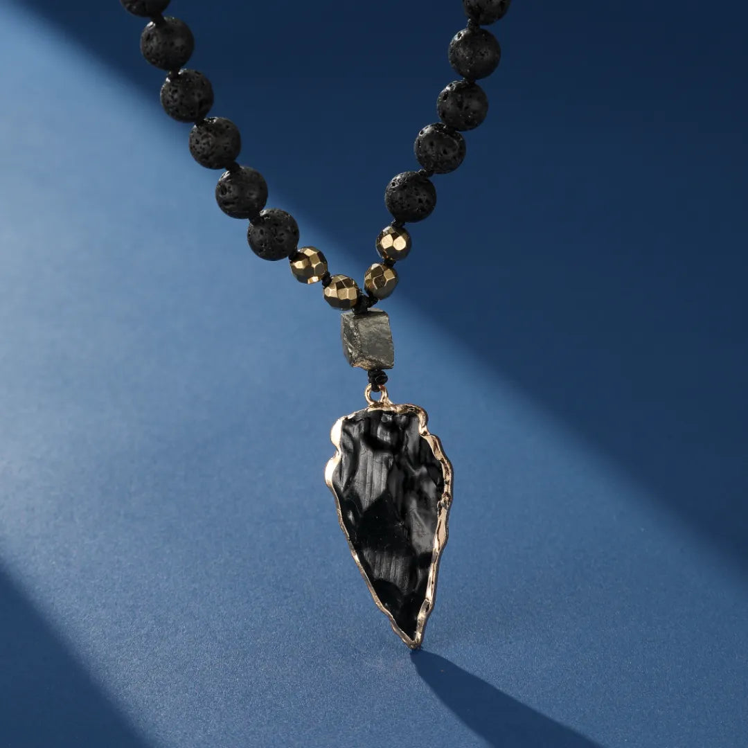 
Collar Obsidiana y Piedra de Lava "Volcán Negro"
