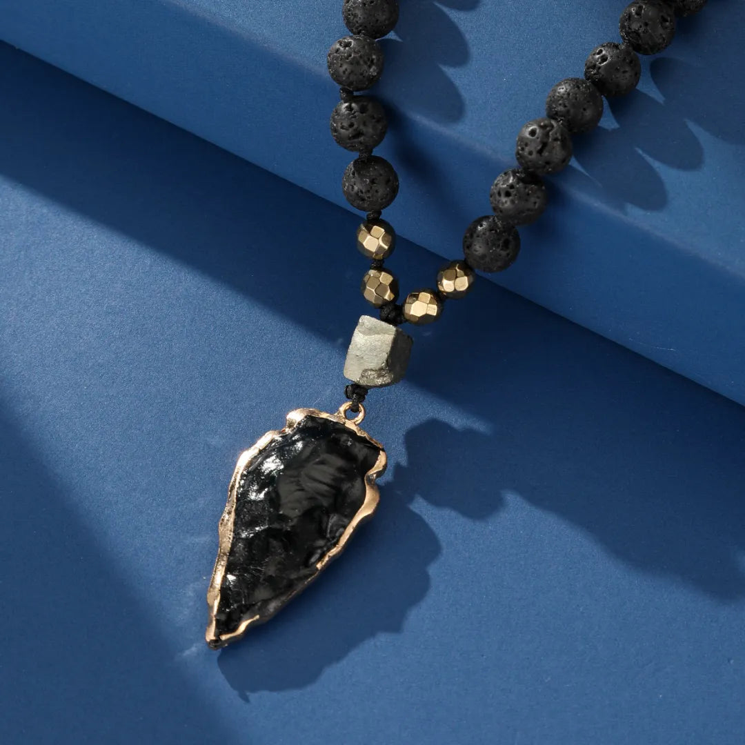 
Collar Obsidiana y Piedra de Lava "Volcán Negro"
