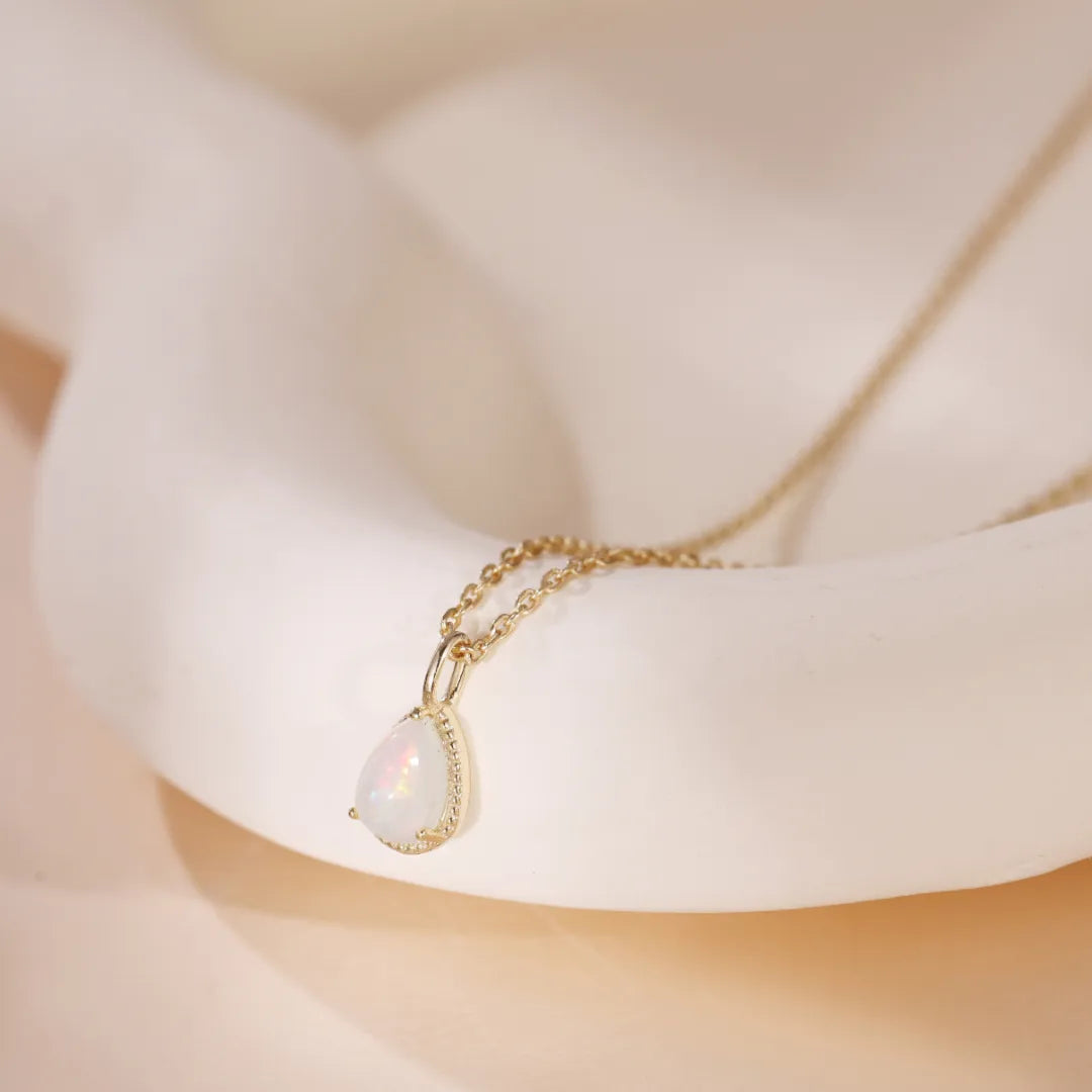 Collier Opale "Goutte Douce" Argent Doré Or