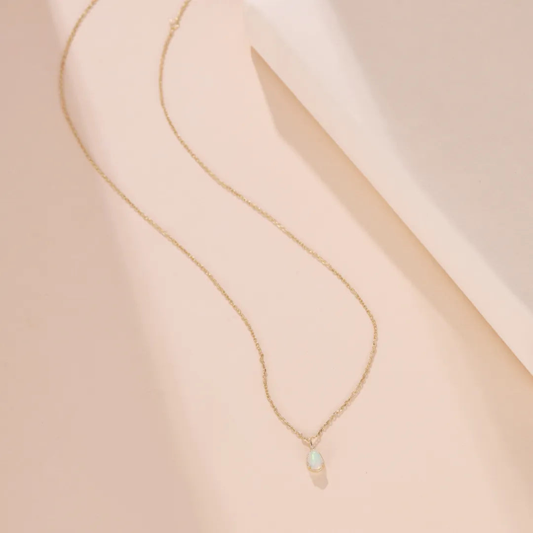 Collier Opale "Goutte Douce" Argent Doré Or