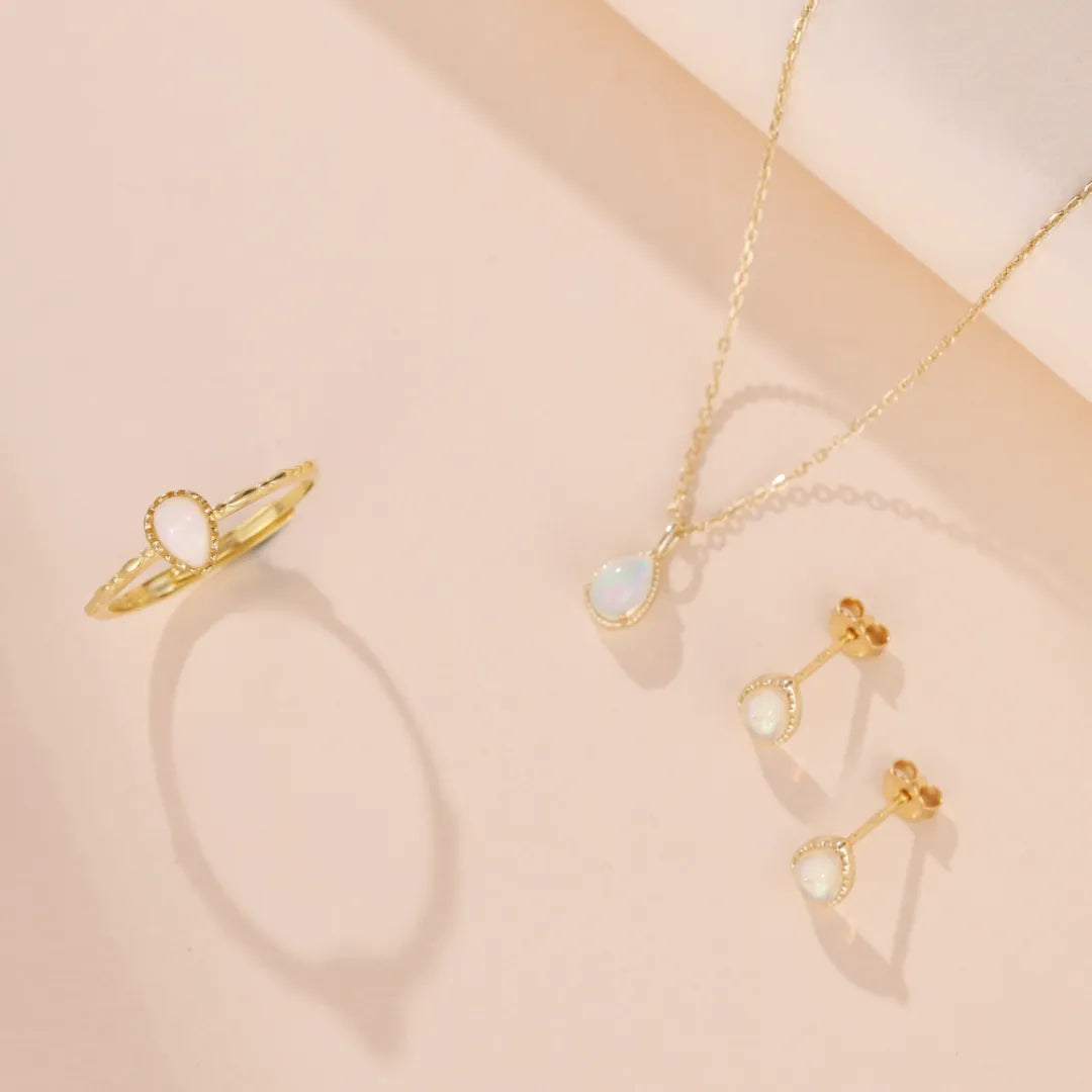 Collier Opale "Goutte Douce" Argent Doré Or