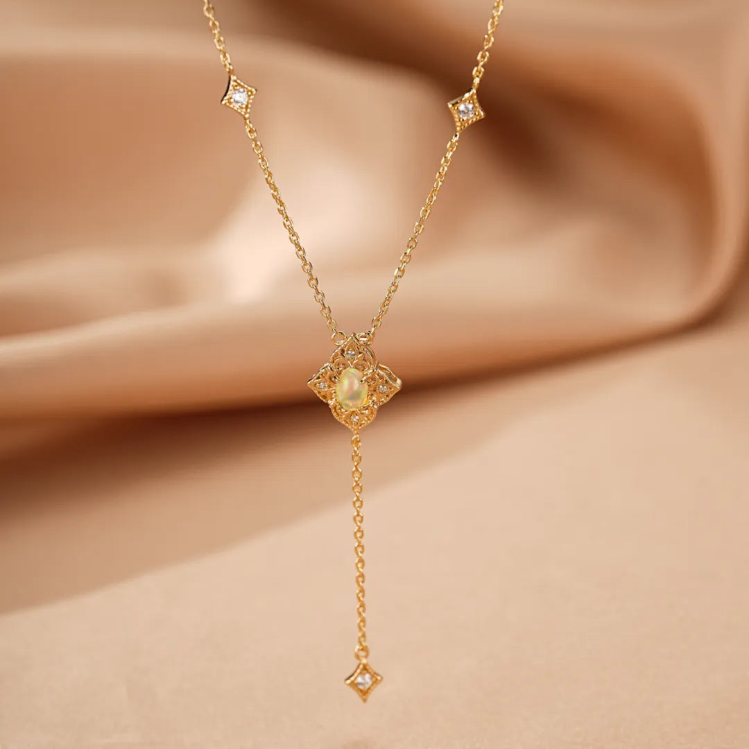 Collier Opale "Lumière Antique" Argent Doré Or