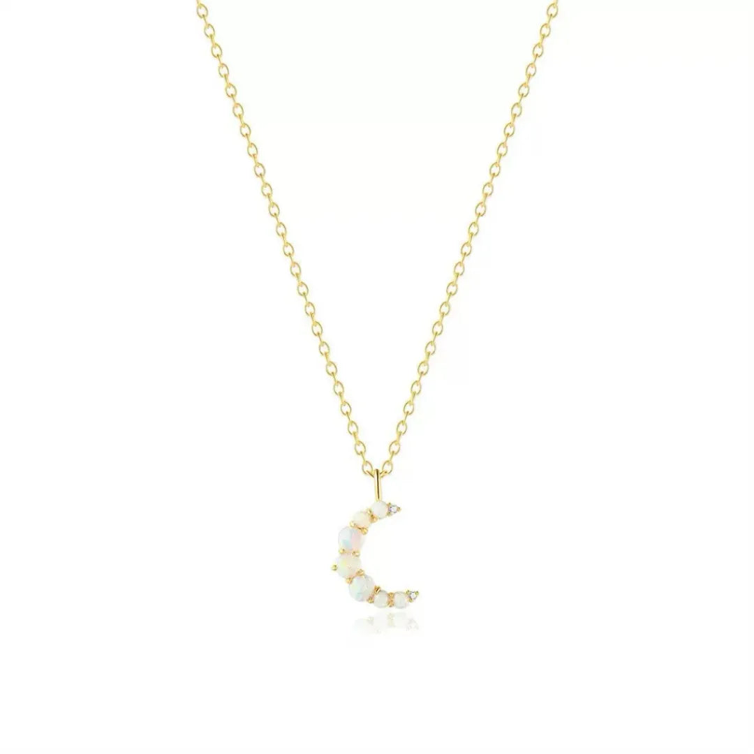 Collar Ópalo "Luna Suave" Plata Dorada Oro 18K