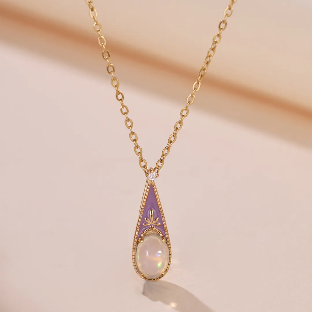 Collar Ópalo "Maravilla Violeta" Plata Dorada Oro
