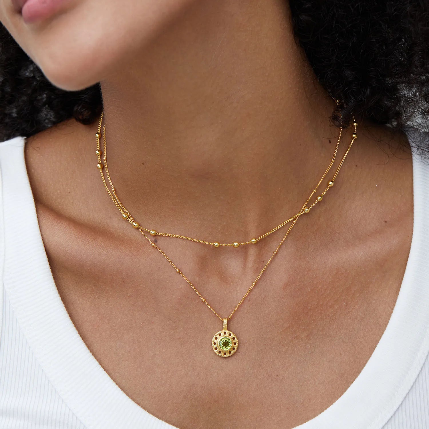Collar Peridoto "Círculo de Prosperidad" Plata Dorada Oro