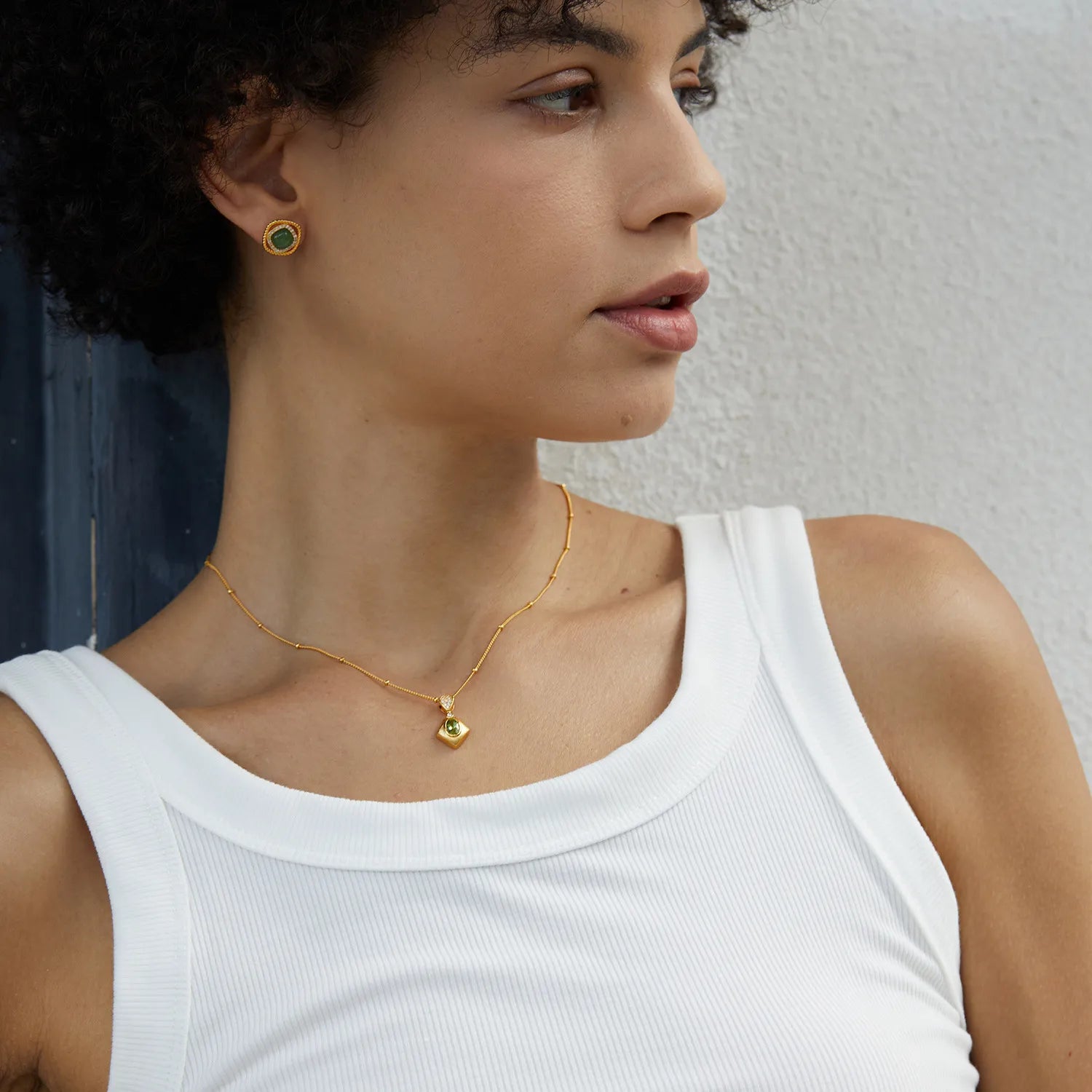 Collar Peridoto "Encanto Ciselado" Plata Dorada Oro