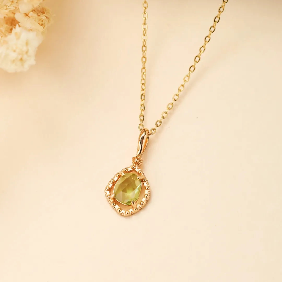Collar Peridoto "Brillo Positivo" Plata Dorada Oro