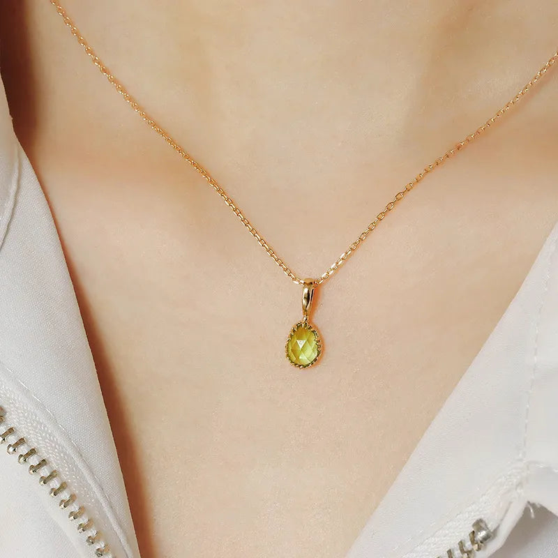 Collar Peridoto "Purificación" Plata Dorada Oro