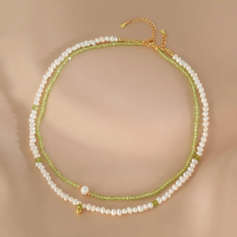 Collar Peridoto y Perla "Armonía Amorosa" Plata