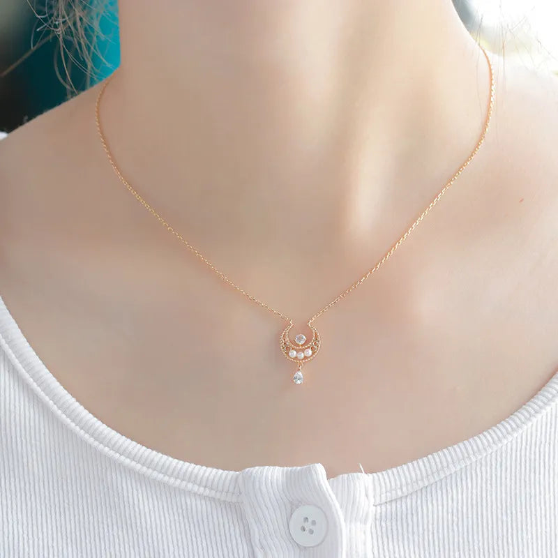 Moonstone Necklace "Moonlight" Gold-Plated Silver