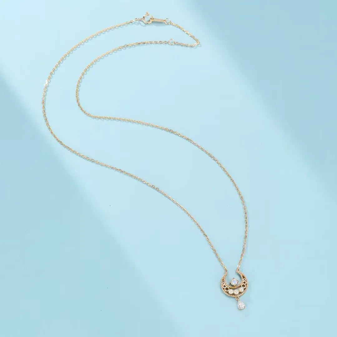 Moonstone Necklace "Moonlight" Gold-Plated Silver