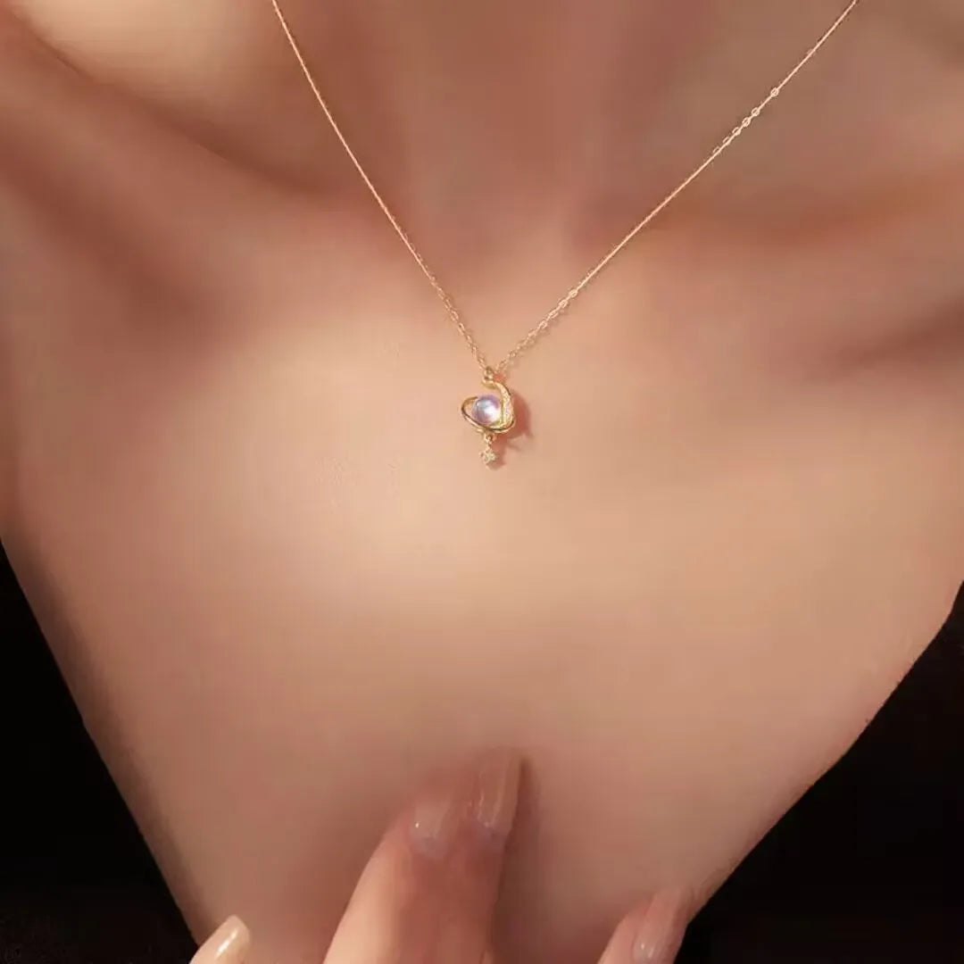 Moonstone Necklace "Cosmic Harmony" Silver