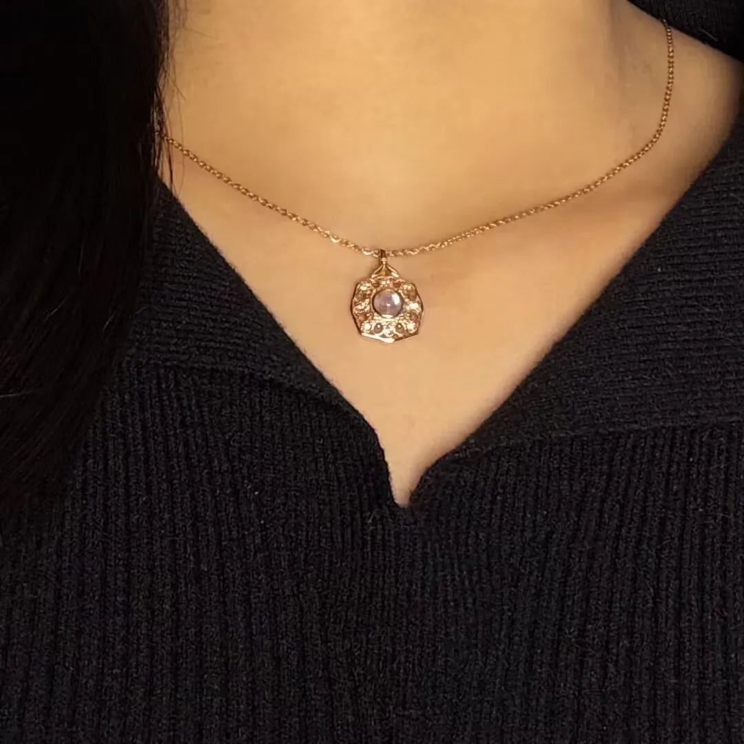 Moonstone Necklace "Enchanted Reflection" Gold-Plated Silver