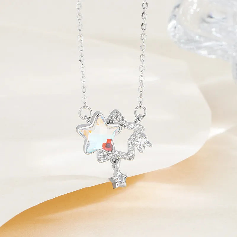 Halskette Mondstein "Sternen Traum" Silber