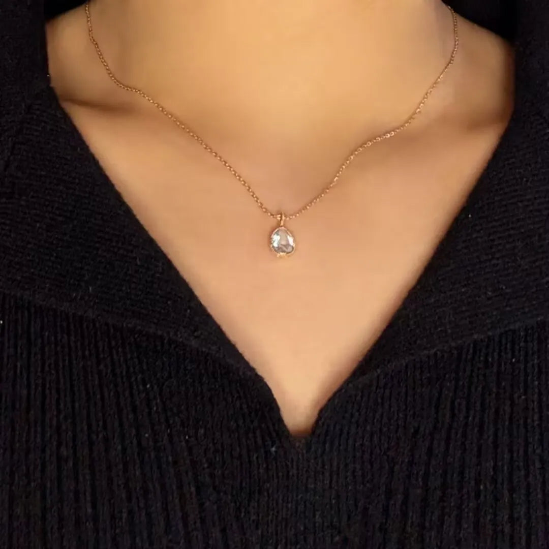 Collier Topaze "Éclat Marin" Argent Doré Or 14K