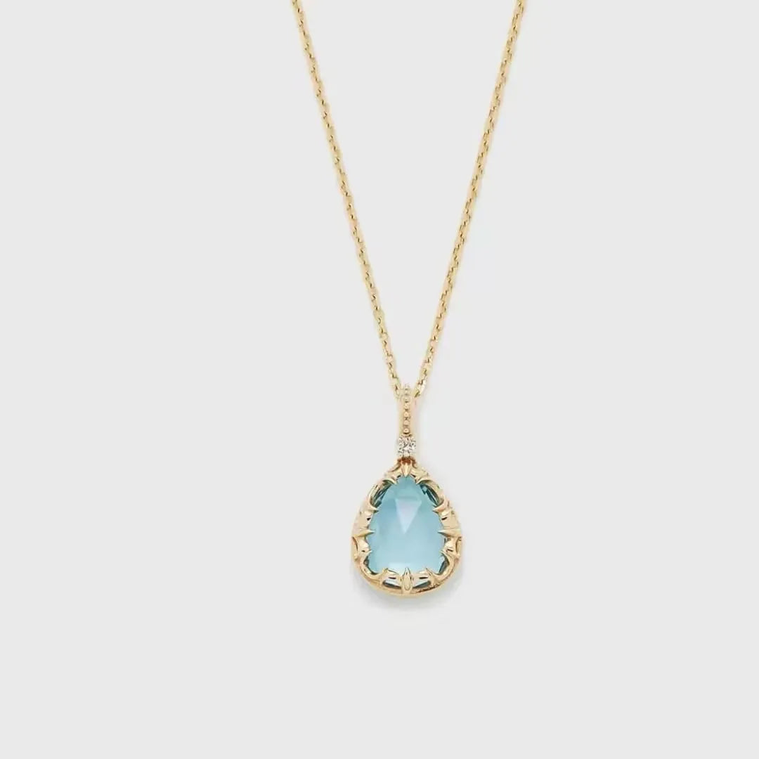 Collier Topaze "Éclat Marin" Argent Doré Or 14K