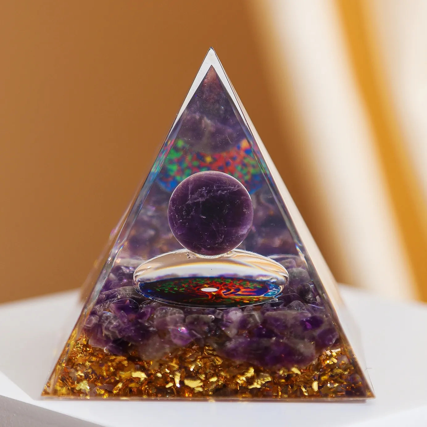 Edelstein Beruhigend - Orgonit Pyramide Lebensbaum aus Amethyst