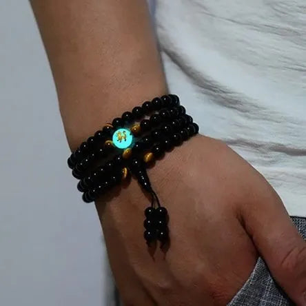 Bracelet Mala Obsidienne et Œil de tigre "Force Mentale"
